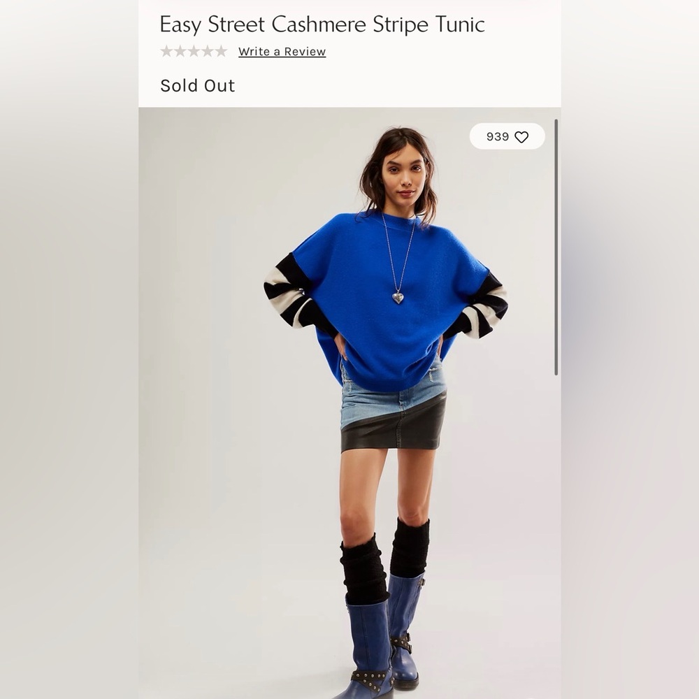 Free People Vibrant Blue Knit Sweater Size Small